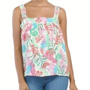Cynthia Rowley Linen Floral Tank Top Size  Small